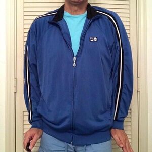 FILA BLUE JACKET ZIPUP TENNIS GYM WORKOUT XL FALL COLLEGE SPRING ITALY
